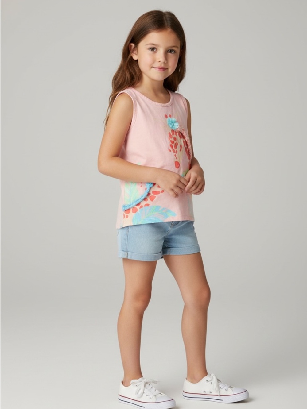 Synthia Rowley cotton braided giraffe manes/flowers Girl topXS sleeveless tassel